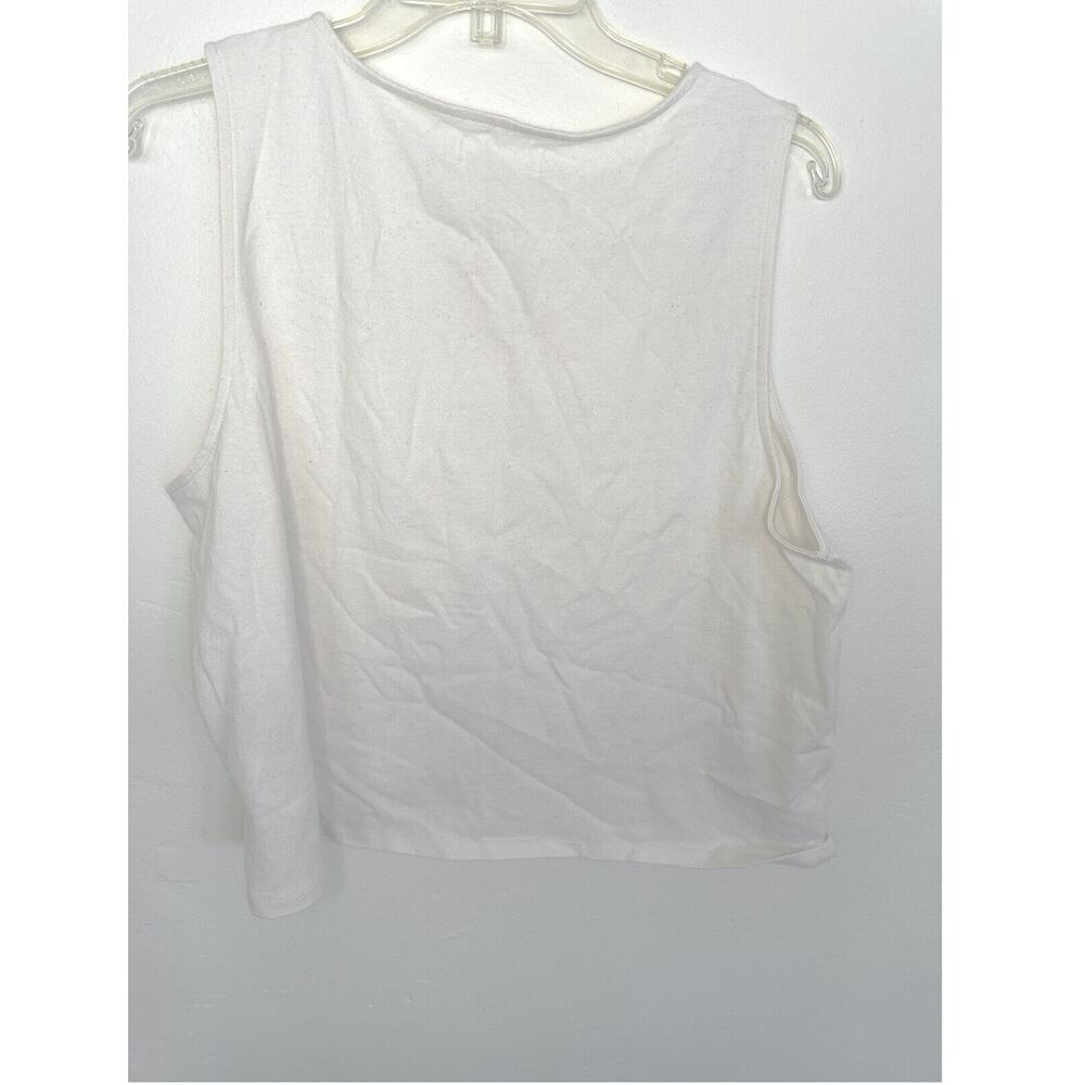 Madewell Button-Front Crewneck Crop Tank Heather Cream Size XL NWT - Picture 4 of 6